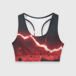 Топик спортивный женский Красная молния на черной текстуре, цвет: 3D-принт