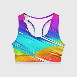 Топик спортивный женский Радужные брызги краски текстура, цвет: 3D-принт