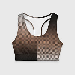 Женский спортивный топ Чёрно-коричневый текстурный градиент пополам