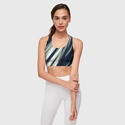 Топик спортивный женский Синий с оливковым диагональные полосы, цвет: 3D-принт — фото 2