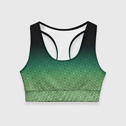 Топик спортивный женский Чёрно-зелёный градиент с узором, цвет: 3D-принт