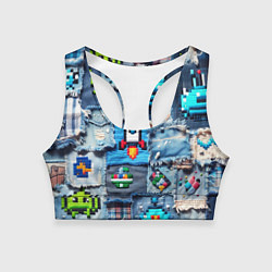 Женский спортивный топ Пиксельная ракета