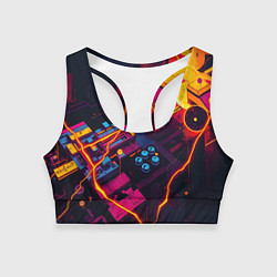 Топик спортивный женский Техническая абстракция, цвет: 3D-принт