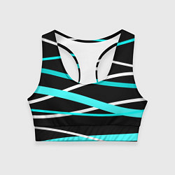 Женский спортивный топ Чёрный с бело-голубыми полосами