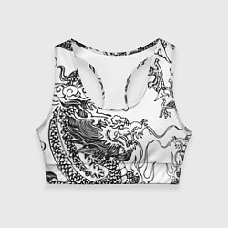 Женский спортивный топ Татуировка дракона на белом