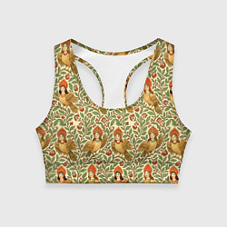 Топик спортивный женский Птицы сирин на ветках, цвет: 3D-принт