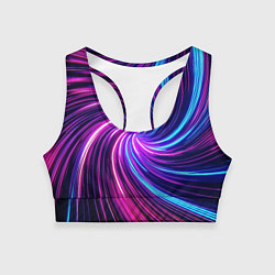 Женский спортивный топ Неоновый вихрь из светящихся линий