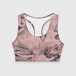 Женский спортивный топ Черепа динозавров - эскиз