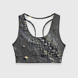 Топик спортивный женский Тёмный серый абстракция звёзды, цвет: 3D-принт