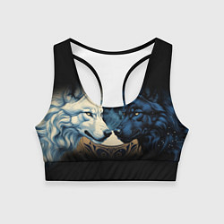 Топик спортивный женский Инь янь волк и волчица с луной, цвет: 3D-принт