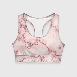 Женский спортивный топ Розовая абстракция с мраморной текстурой и блеском