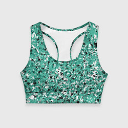 Топик спортивный женский Бирюзовый с чёрно-белыми пятнами, цвет: 3D-принт