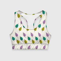 Топик спортивный женский Листья на пятнах, цвет: 3D-принт