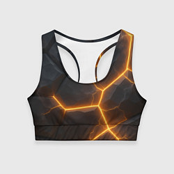 Женский спортивный топ Черные плиты с оранжевой молнией