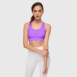 Топик спортивный женский Розовый сиреневый узор в клетку и горох, цвет: 3D-принт — фото 2