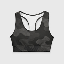 Женский спортивный топ Черно-серый камуфляж