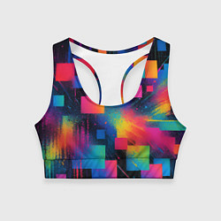 Топик спортивный женский Pixel world, цвет: 3D-принт