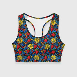 Женский спортивный топ Ягоды и фрукты паттерн