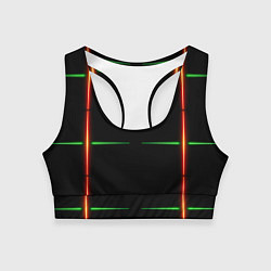 Женский спортивный топ Color black green orange stripes