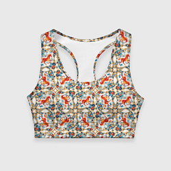 Женский спортивный топ Орнамент с лошадью - символом Нового 2026 года