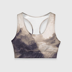 Женский спортивный топ Сепия абстрактная горная река