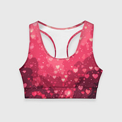 Женский спортивный топ Розовый с сердечками паттерн