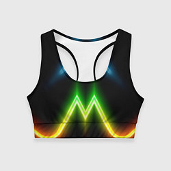 Топик спортивный женский Neon multicolored lines, цвет: 3D-принт