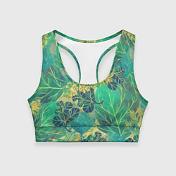 Топик спортивный женский Узор из листьев, цвет: 3D-принт