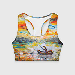 Топик спортивный женский Рыбак на лодке, цвет: 3D-принт