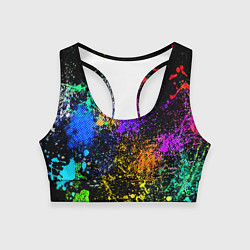 Топик спортивный женский Брызги красок, цвет: 3D-принт