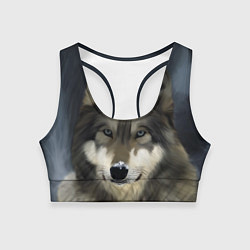 Топик спортивный женский Зимний волк цвета 3D-принт — фото 1
