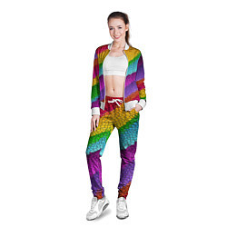 Олимпийка женская Яркая мозаика радуга диагональ, цвет: 3D-белый — фото 2