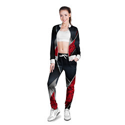 Олимпийка женская 3D BLACK AND RED METAL, цвет: 3D-белый — фото 2