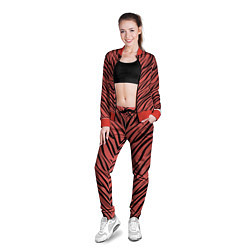 Олимпийка женская Полосатый тигровый узор, цвет: 3D-красный — фото 2