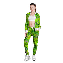 Олимпийка женская Ярко-зеленый абстрактный узор, цвет: 3D-белый — фото 2