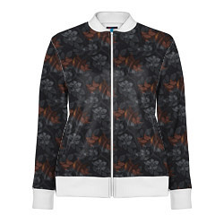 Олимпийка женская Серо-коричневый цветочный узор, цвет: 3D-белый