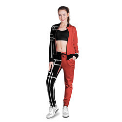 Олимпийка женская Черный и коралловый арт деко, цвет: 3D-черный — фото 2