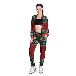 Олимпийка женская Knitted Christmas Pattern, цвет: 3D-красный — фото 2