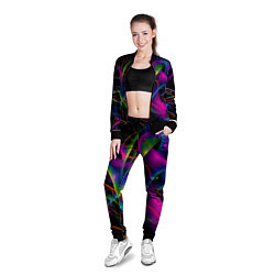 Олимпийка женская Vanguard neon pattern Авангардный неоновый паттерн, цвет: 3D-черный — фото 2