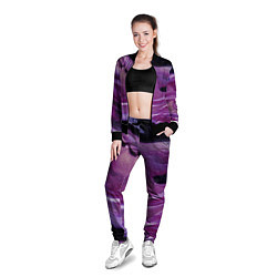 Олимпийка женская Фиолетовая текстура, цвет: 3D-черный — фото 2