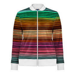 Олимпийка женская Multicolored thin stripes Разноцветные полосы, цвет: 3D-белый