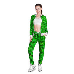 Олимпийка женская Зелёные листья - текстура, цвет: 3D-белый — фото 2