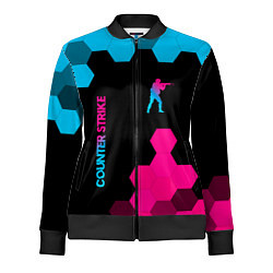Олимпийка женская Counter Strike - neon gradient: символ и надпись в, цвет: 3D-черный