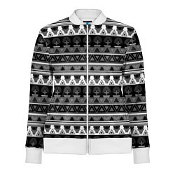 Олимпийка женская Черно-белый скандинавский орнамент, цвет: 3D-белый