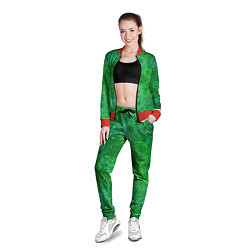 Олимпийка женская Узорчатый зеленый стеклоблок имитация, цвет: 3D-красный — фото 2