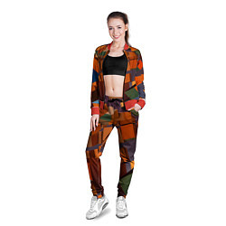 Олимпийка женская Множество оранжевых кубов и фигур, цвет: 3D-красный — фото 2