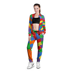 Олимпийка женская Разноцветные текстуры и паттерны, цвет: 3D-красный — фото 2