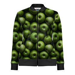 Олимпийка женская Сочная текстура из зеленых яблок, цвет: 3D-черный