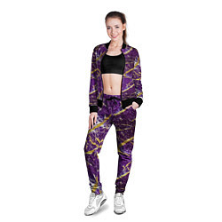 Олимпийка женская Фиолетовые и золотые блестки, цвет: 3D-черный — фото 2