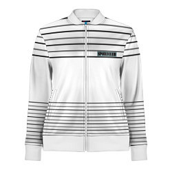 Женская олимпийка Черно белый полосатый узор с лейблом спортклуб